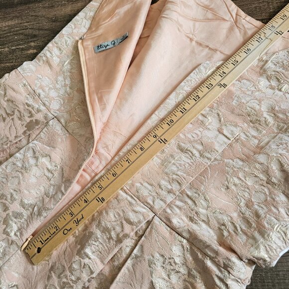 Eliza J Sleeveless V-Back Jacquard Tulip Bubble Dress, 14, Gold Peach Lurex - Picture 8 of 12